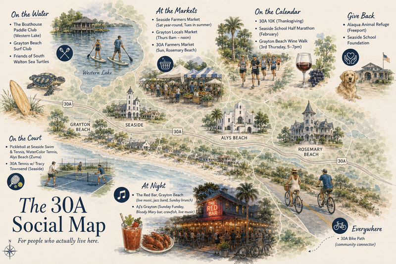 The 30A Social Map For people who actually live here.