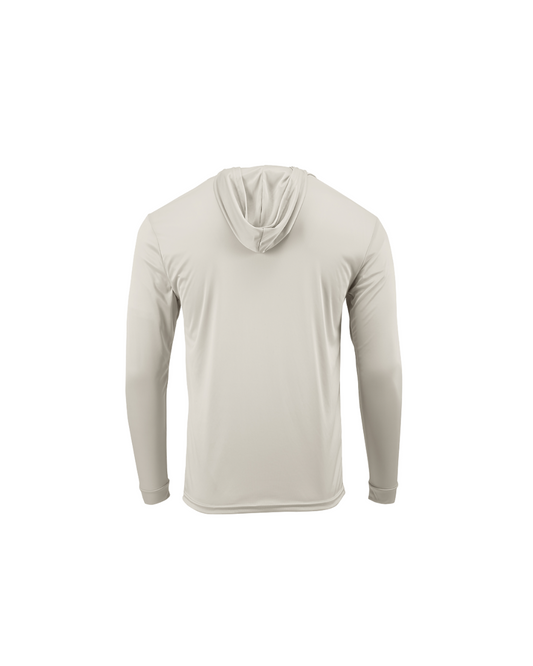 Sand-colored Dune + Tide performance hoodie