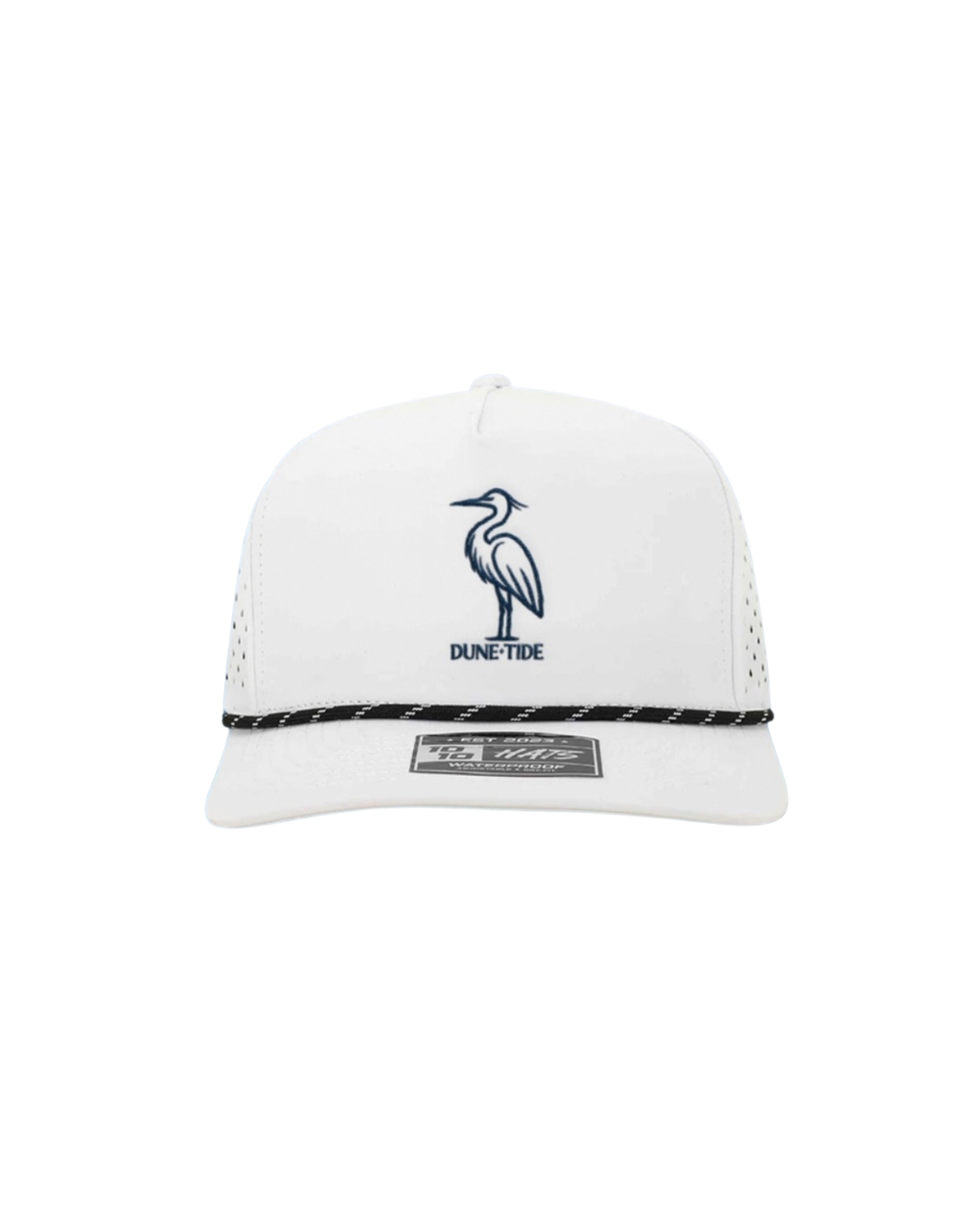 Tide 5-panel beach hat in White and Navy by Dune + Tide – coastal headwear for beach days