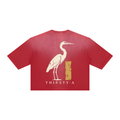 Heron Statement Sunfade Tee by THIRSTY-A in Red, back view.