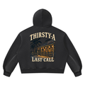 Last Call Hoodie by THIRSTY-A in Black, back view.