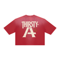 Oversized A Sunfade Tee by THIRSTY-A in Red, back view.