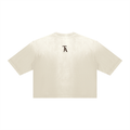 Stacked Wordmark Sunfade Tee by THIRSTY-A in Apricot, back view.
