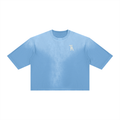 Heron Statement Sunfade Tee by THIRSTY-A in Sky Blue, front view.