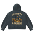 Dockside Social Club Hoodie by THIRSTY-A in Navy Blue, back view.
