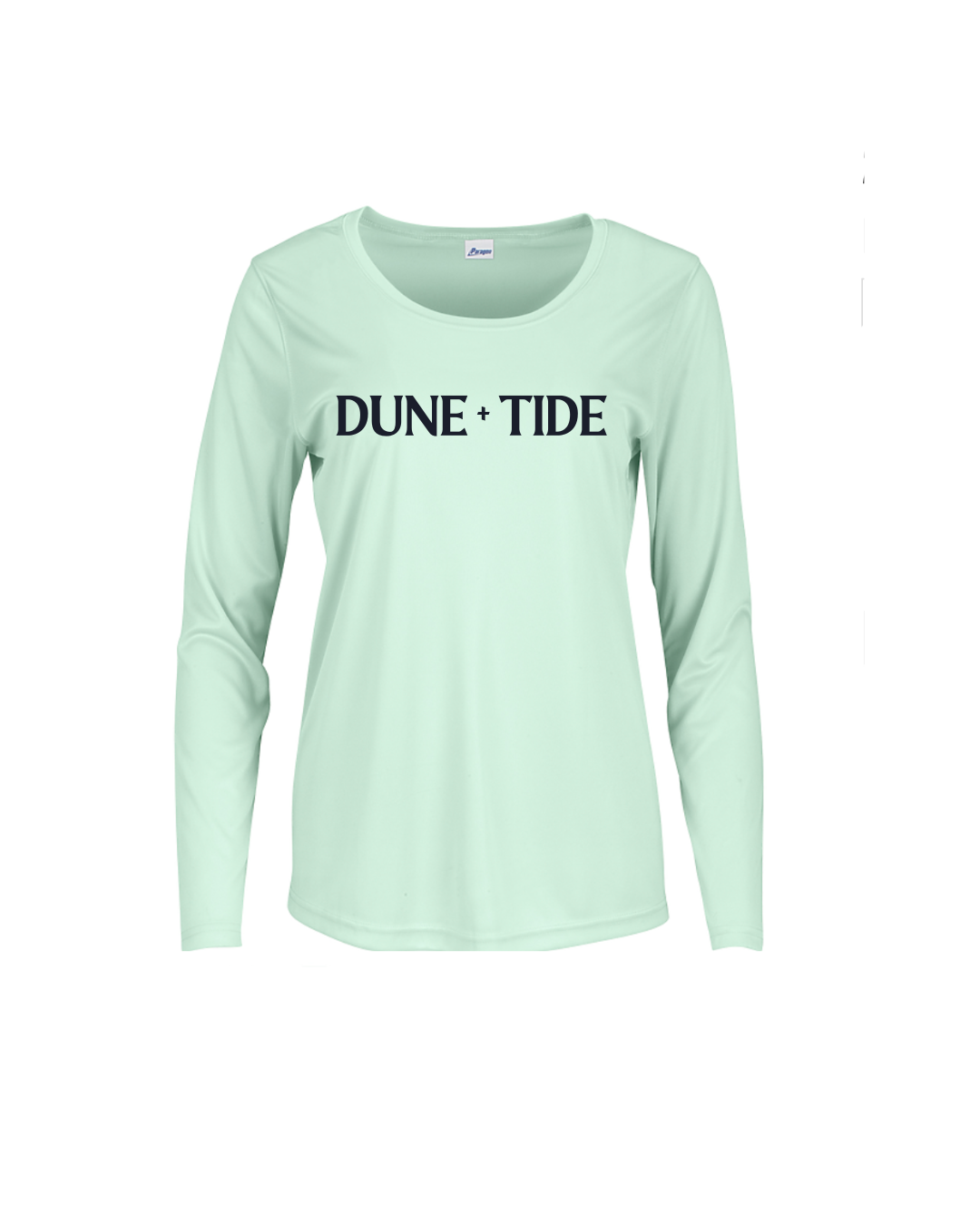 Seafoam green women’s Dune + Tide long-sleeve top with front logo