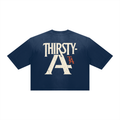 Oversized A Sunfade Tee by THIRSTY-A in Navy Blue, back view.