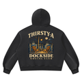 Dockside Social Club Hoodie by THIRSTY-A in Black, back view.