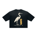 Heron Statement Sunfade Tee by THIRSTY-A in Black, back view.