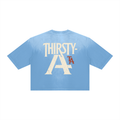 Oversized A Sunfade Tee by THIRSTY-A in Sky Blue, back view.